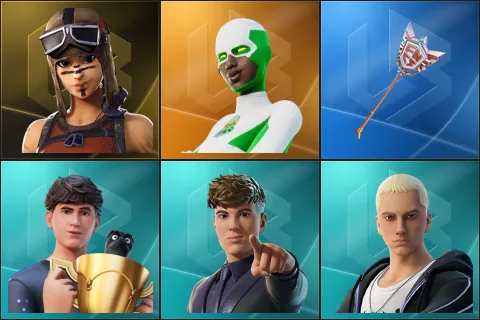 Renegade Raider, Backlash, The Axe of Champions 2.0, Bugha, Clix, Slim Shady