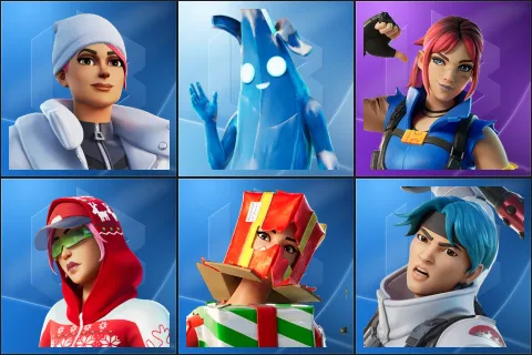 Blizzard Bomber, Polar Peely, Explorer Emilie, Arctic Adeline, Holiday Boxy, Jun-Hwan