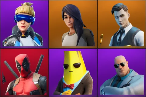 Neo Versa, Gear Specialist Maya, Midas, Deadpool, Agent Peely, Brutus