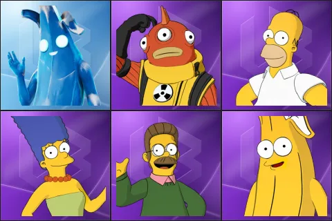 Polar Peely, Blinky Fishstick, Homer Simpson, Marge Simpson, Ned Flanders, Springfielder Peely