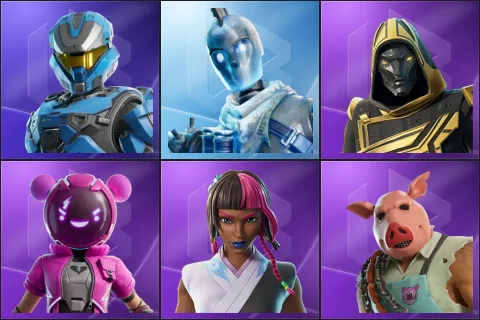 UNSC Spartan, Glacial Dummy, Blitz Knight, Cuddle Team Rider, Iridia Vayne, Pig the Butcher