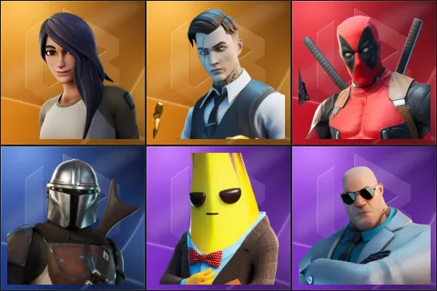 Gear Specialist Maya, Midas, Deadpool, Mandalorian, Agent Peely, Brutus