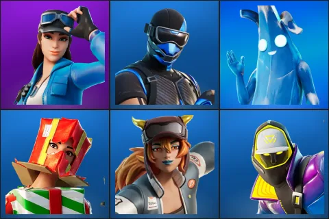 Cloud Striker, Fixer, Polar Peely, Holiday Boxy, Lina Scorch, Subzero Cryptic