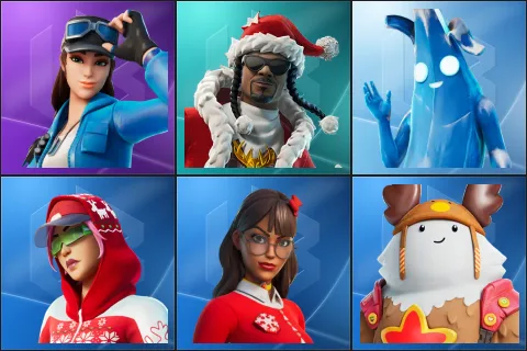 Cloud Striker, Santa Dogg, Polar Peely, Arctic Adeline, Krisabelle, Sled Ready Guff