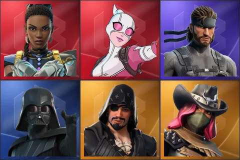 Shuri, Gwenpool, Solid Snake, Darth Vader, Blackheart, Calamity