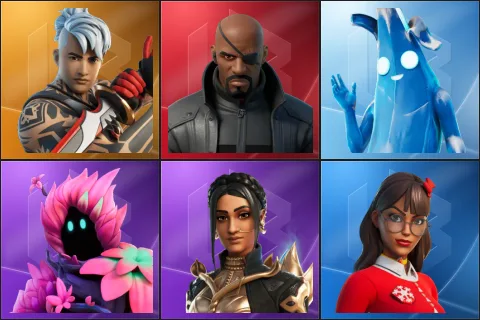 Ronin, Nick Fury, Polar Peely, Bloom, Shanta, Krisabelle