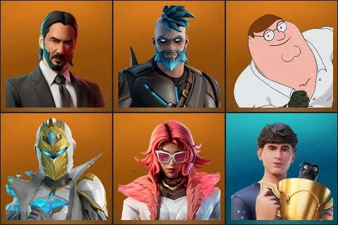 John Wick, Omegarok, Peter Griffin, Spectra Knight, Valeria, Bugha