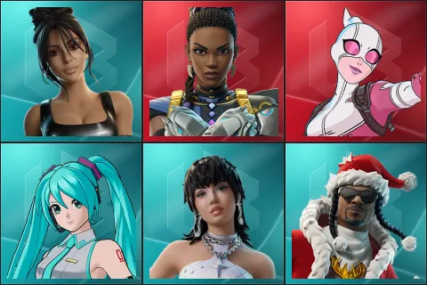 Iconic Kim Kardashian, Shuri, Gwenpool, Hatsune Miku, Rockstar LISA, Santa Dogg