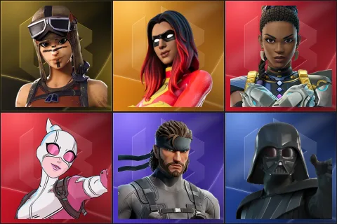 Renegade Raider, Joltara, Shuri, Gwenpool, Solid Snake, Darth Vader