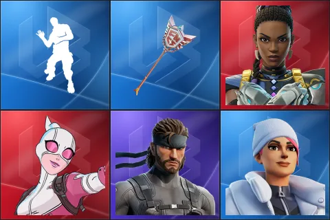 Laugh It Up, The Axe of Champions 2.0, Shuri, Gwenpool, Solid Snake, Blizzard Bomber