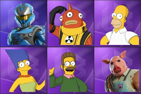 UNSC Spartan, Blinky Fishstick, Homer Simpson, Marge Simpson, Ned Flanders, Pig the Butcher