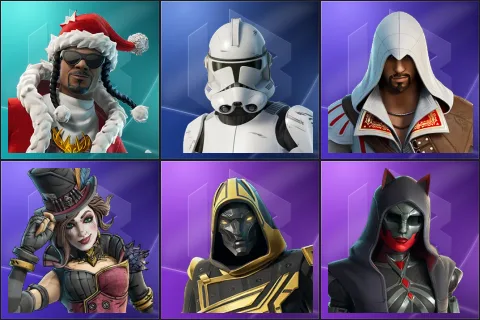 Santa Dogg, Clone Trooper, Ezio Auditore, Mad Moxxi, Blitz Knight, Felina
