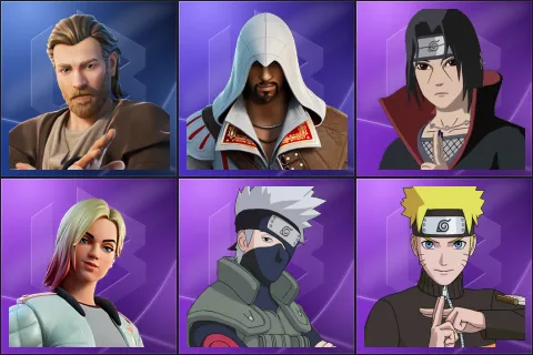 Obi-Wan Kenobi, Ezio Auditore, Itachi Uchiha, Jackie, Kakashi Hatake, Naruto Uzumaki