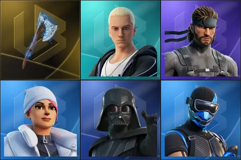 Leviathan Axe, Slim Shady, Solid Snake, Blizzard Bomber, Darth Vader, Fixer