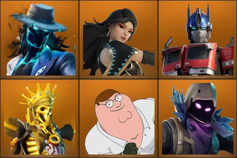 Deadeye, Era, Optimus Prime, Oro, Peter Griffin, Raven