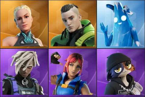 Paradigm (Reality-659), Twyn, Polar Peely, Bytes, Explorer Emilie, Meow Skulls