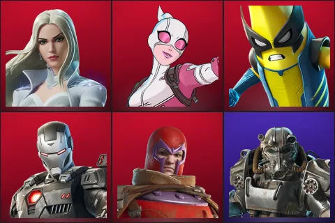 Emma Frost, Gwenpool, Peelverine, War Machine, Wastelander Magneto, T-60 Power Armor