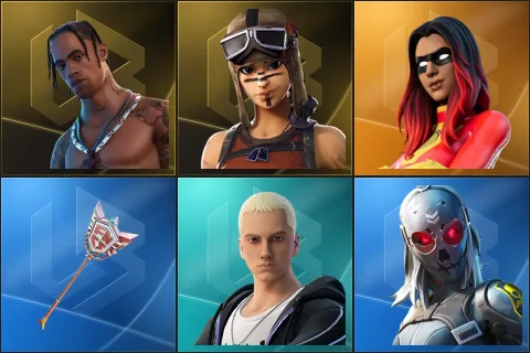 Travis Scott, Renegade Raider, Joltara, The Axe of Champions 2.0, Slim Shady, Zadie