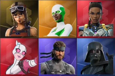 Renegade Raider, Backlash, Shuri, Gwenpool, Solid Snake, Darth Vader