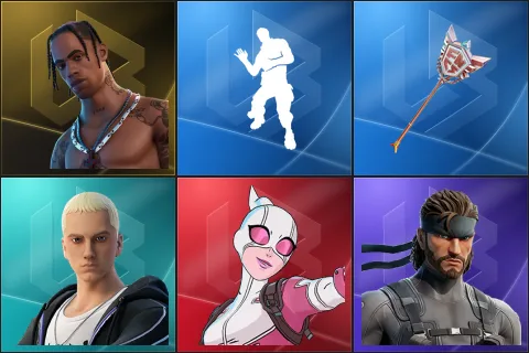 Travis Scott, Laugh It Up, The Axe of Champions 2.0, Slim Shady, Gwenpool, Solid Snake