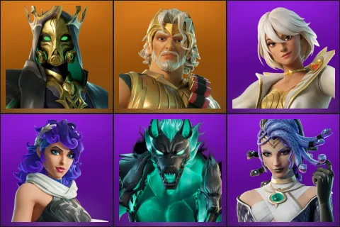 Hades, Zeus, Aphrodite, Artemis, Cerberus, Medusa