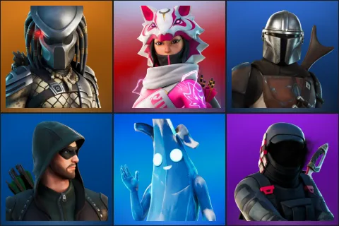 Predator, Vi, Mandalorian, Green Arrow, Polar Peely, Kondor