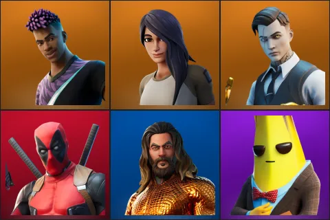 Fade, Gear Specialist Maya, Midas, Deadpool, Aquaman, Agent Peely