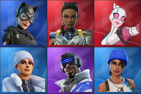 Catwoman Zero, Shuri, Gwenpool, Blizzard Bomber, Blue Striker, Blue Team Leader