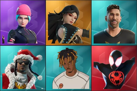 Wildcat, Era, Lionel Messi, Santa Dogg, Slayer Juice WRLD, Spider-Man (Miles Morales)
