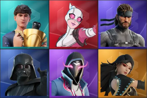 Bugha, Gwenpool, Solid Snake, Darth Vader, Xander, Era