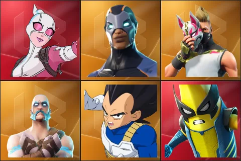Gwenpool, Carbide, Drift, Ragnarok, Vegeta, Peelverine