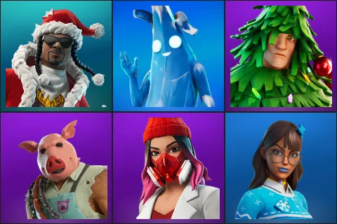 Santa Dogg, Polar Peely, Lt. Evergreen, Pig the Butcher, Yulejacket, Blizzabelle