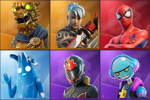 Battle Hound, Ronin, Spider-Man, Polar Peely, Burnoff, Gumbo