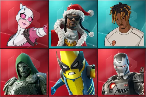Gwenpool, Santa Dogg, Slayer Juice WRLD, Doom, Peelverine, War Machine