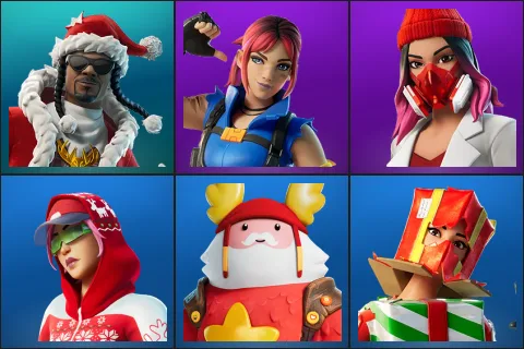 Santa Dogg, Explorer Emilie, Yulejacket, Arctic Adeline, Guff Gringle, Holiday Boxy