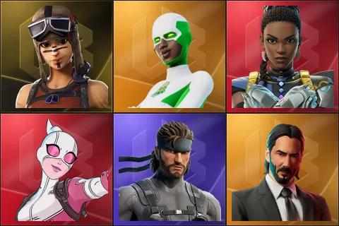 Renegade Raider, Backlash, Shuri, Gwenpool, Solid Snake, John Wick