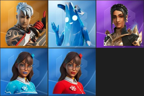Ronin, Polar Peely, Shanta, Blizzabelle, Krisabelle