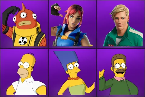 Blinky Fishstick, Explorer Emilie, Green Light Guardian, Homer Simpson, Marge Simpson, Ned Flanders