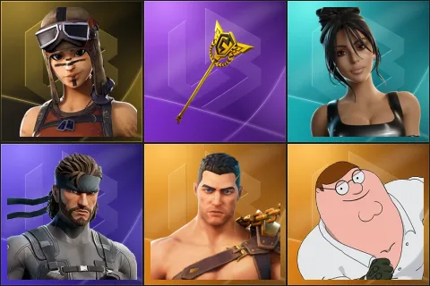 Renegade Raider, The Axe of Champions, Iconic Kim Kardashian, Solid Snake, Menace, Peter Griffin