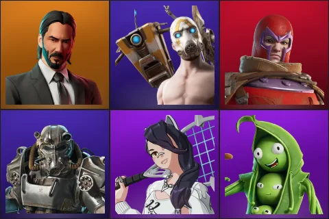John Wick, Psycho Bandit, Wastelander Magneto, T-60 Power Armor, Court Queen Erisa, Peabody