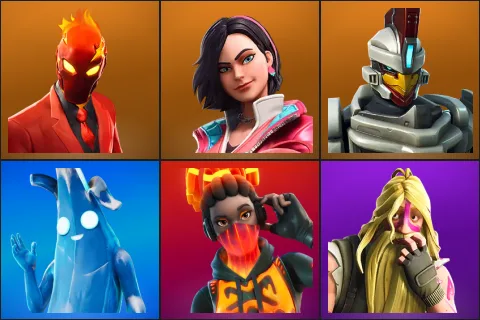 Inferno, Rox, Sentinel, Polar Peely, Tectonic Komplex, Bunker Jonesy