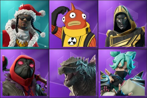 Santa Dogg, Blinky Fishstick, Blitz Knight, Dark Doggo, Godzilla Evolved, Jade