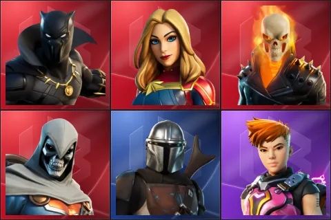 Black Panther, Captain Marvel, Ghost Rider, Taskmaster, Mandalorian, Reese