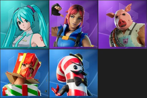 Hatsune Miku, Explorer Emilie, Pig the Butcher, Holiday Boxy, Mr. Dappermint