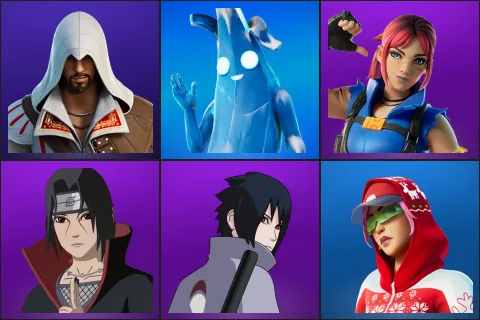 Ezio Auditore, Polar Peely, Explorer Emilie, Itachi Uchiha, Sasuke Uchiha, Arctic Adeline