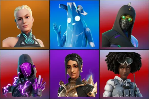 Paradigm (Reality-659), Polar Peely, Aftermath, Cube Assassin, Shanta, Snow Stealth Slone