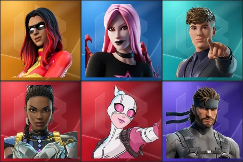 Joltara, Haze, Clix, Shuri, Gwenpool, Solid Snake