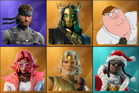 Solid Snake, Hades, Peter Griffin, Valeria, Zeus, Santa Dogg