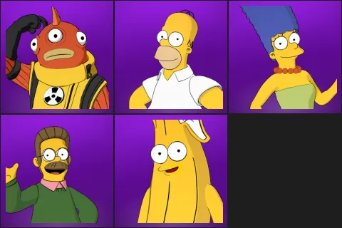 Blinky Fishstick, Homer Simpson, Marge Simpson, Ned Flanders, Springfielder Peely