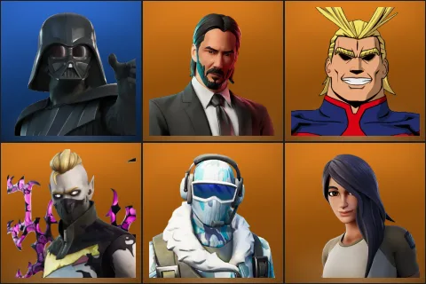 Darth Vader, John Wick, All Might, Driftwalker, Frostbite, Gear Specialist Maya